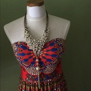 African Print strapless sundress